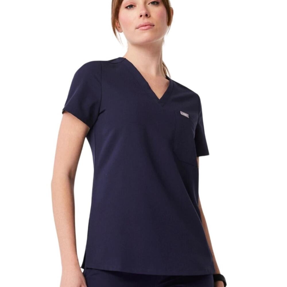 Figs Catarina One Pocket Scrub Top, Navy Blue, Medical Health, Size Large